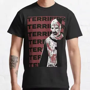 "TERRIFIER Repeat Logo Art the Clown T-Shirt - Minimalist Slasher Movie Tee", Fashion Cotton, Full Colors, Full Sizes, For Men, For Women