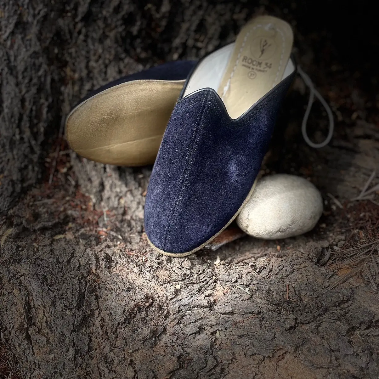 Midnight Blue Grounding Leather Sole Mules