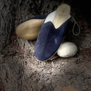 Midnight Blue Grounding Leather Sole Mules