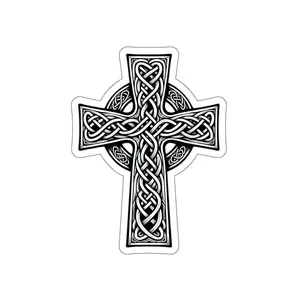 Celtic Style Cross Sticker - Christian Christ God Latin Faith Religion Religious Vinyl