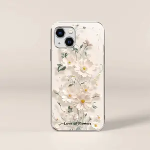 Creative paper-cut flowers for【iPhone 13】advanced electroplated glass phone case --975