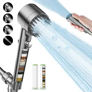 NEW Shower Head High Pressure Shower Head with Handheld, Shower Hose & Adjustable Bracket Filter Shower Head, Remove Chlorine & Hard Water Manual Installation Round Shape Paint Finish