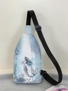 Women's Fashion Chest Bag with Adjustable Strap, Large Capacity Satchel Belt Bag, Mermaid Print, Durable Crossbody Bag with Zipper
