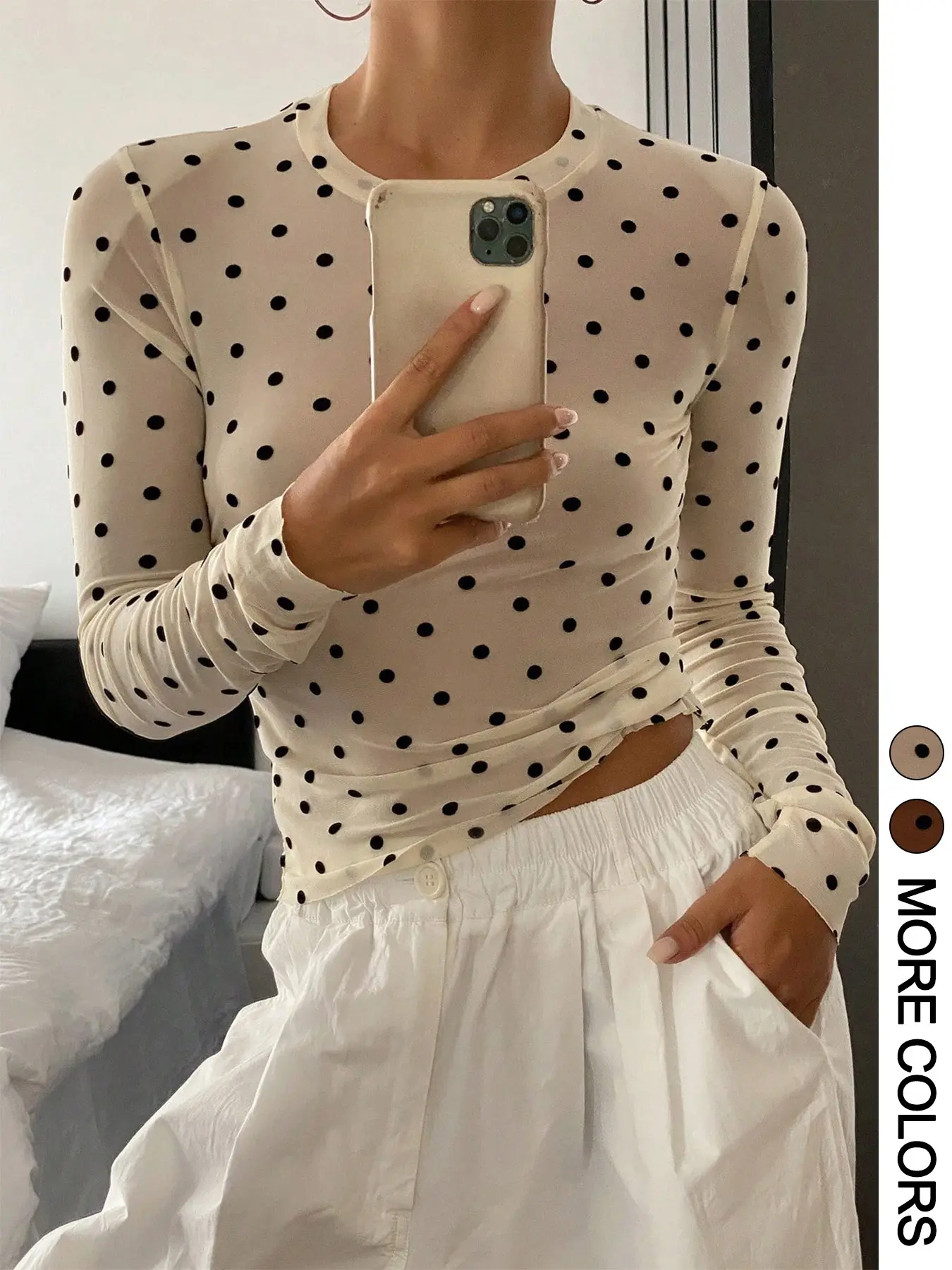 sheer polka dot blouse - TikTok Shop