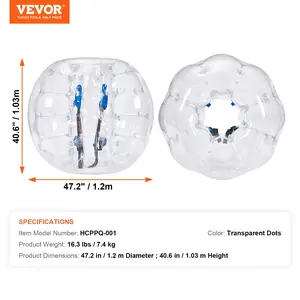 VEVOR Inflatable Bumper Ball 1-Pack, 4FT/1.2M Body Sumo Zorb Balls for Teen Adult, 0.8mm Thick PVC Human Hamster Bubble Balls for Outdoor Team Gaming Play, Bumper Bopper Toys for Garden, Yard, Park