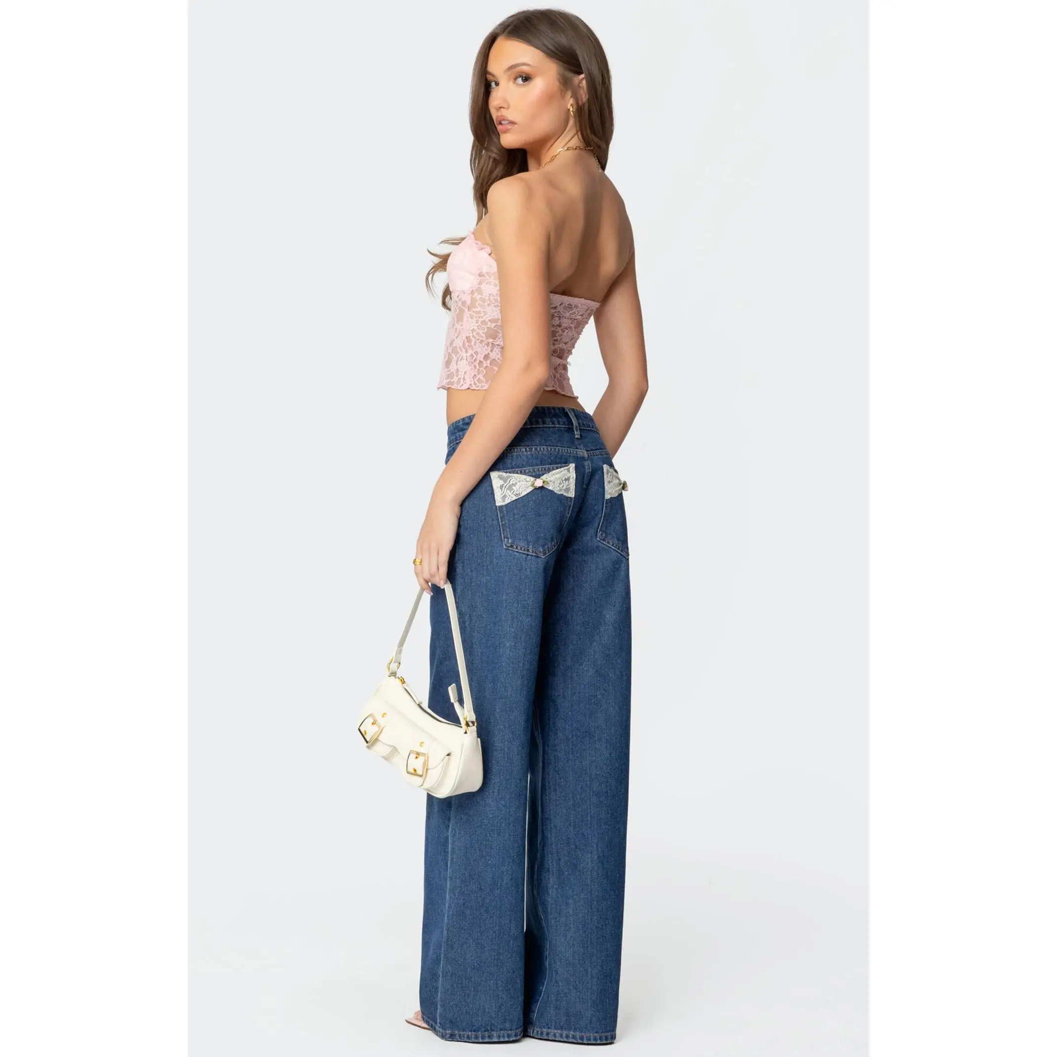 Edikted Women's Lacey Pocket Low Rise Jeans
