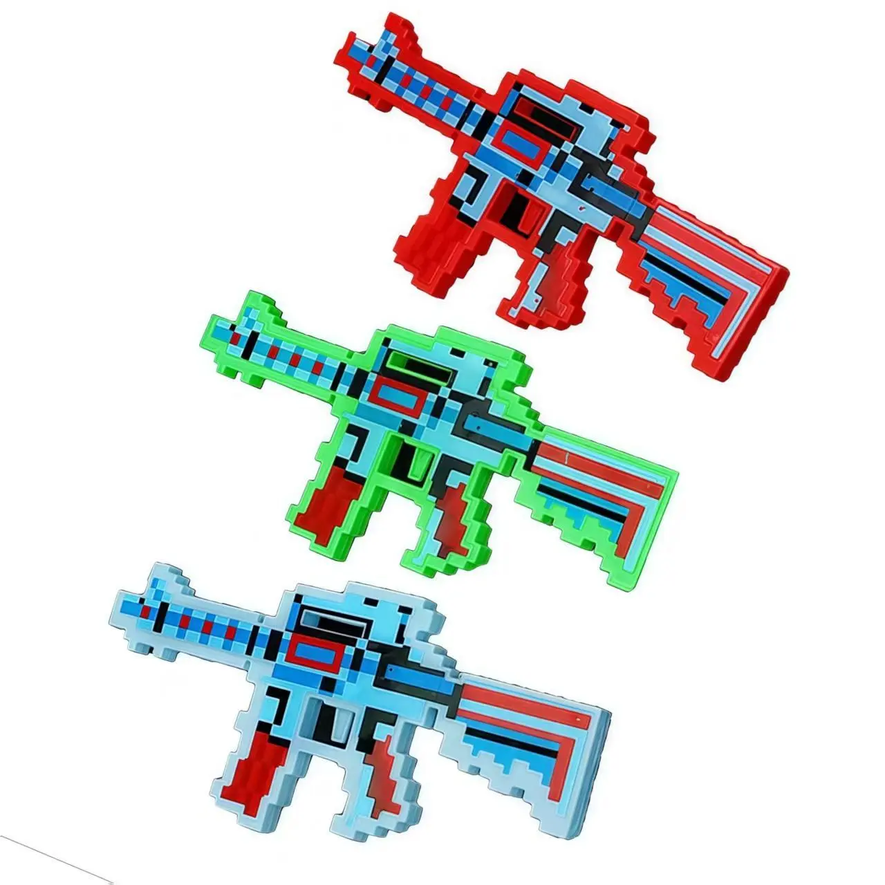LED Pixel Rifle Guns with Sound Set of 3 Diamond Pixel LED Light Up Battle Toy for Birthday Gift Costume Party