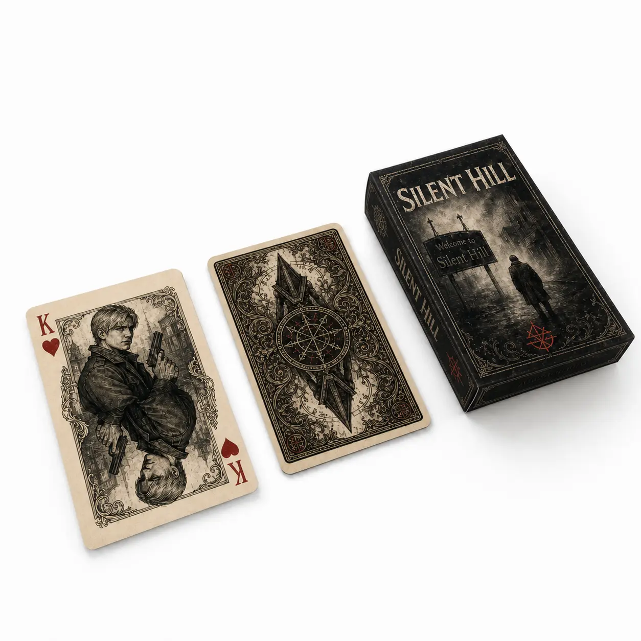 Silent Hill Playing Cards, Pyramid Head Otherworld Poker Cards, Horror Game Night and Collector Display, Gift for Silent Hill Players and Horror Collectors