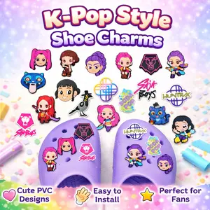 K-Pop Style PVC Shoe Charms Set (18PCS) | Cute Cartoon Clog Decorations | Harajuku Aesthetic Shoe Accessories | Unique Fashion Gift for Fans