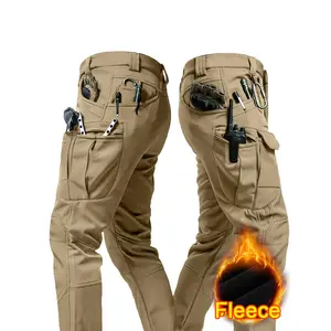 Men's Heavy-Duty Thermal Tactical Cargo Pants - Menswear, 1Pc Basic Plain Solid Windproof Snowproof Multi-Pocket Bottoms for Outdoor Hiking, Hunting - Belt Not Included