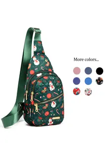 Christmas Gift Chest Bag Waist Pack Belt Bag Gingerbread Snowman Crossbody Bag Large Capacity Lightweight Shoulder Bag Phone Pouch Christmas Present