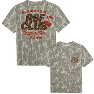 RBF Club Mossy Oak Camo Tee, Vintage Camouflage Graphic T-Shirt, Washed Out Hunting Shirt, Outdoor Streetwear Apparel for Men Women