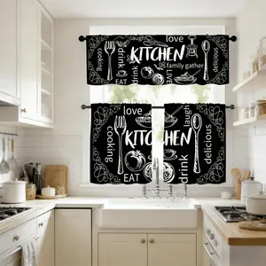 SoftHaven Home Made in USA 2D Print Cafe Curtains, Rustic Farmhouse Kitchen Window Curtains, Rod Pocket Blackout Short Curtains for Kitchen Bathroom, Reusable Washable Polyester Home Decor