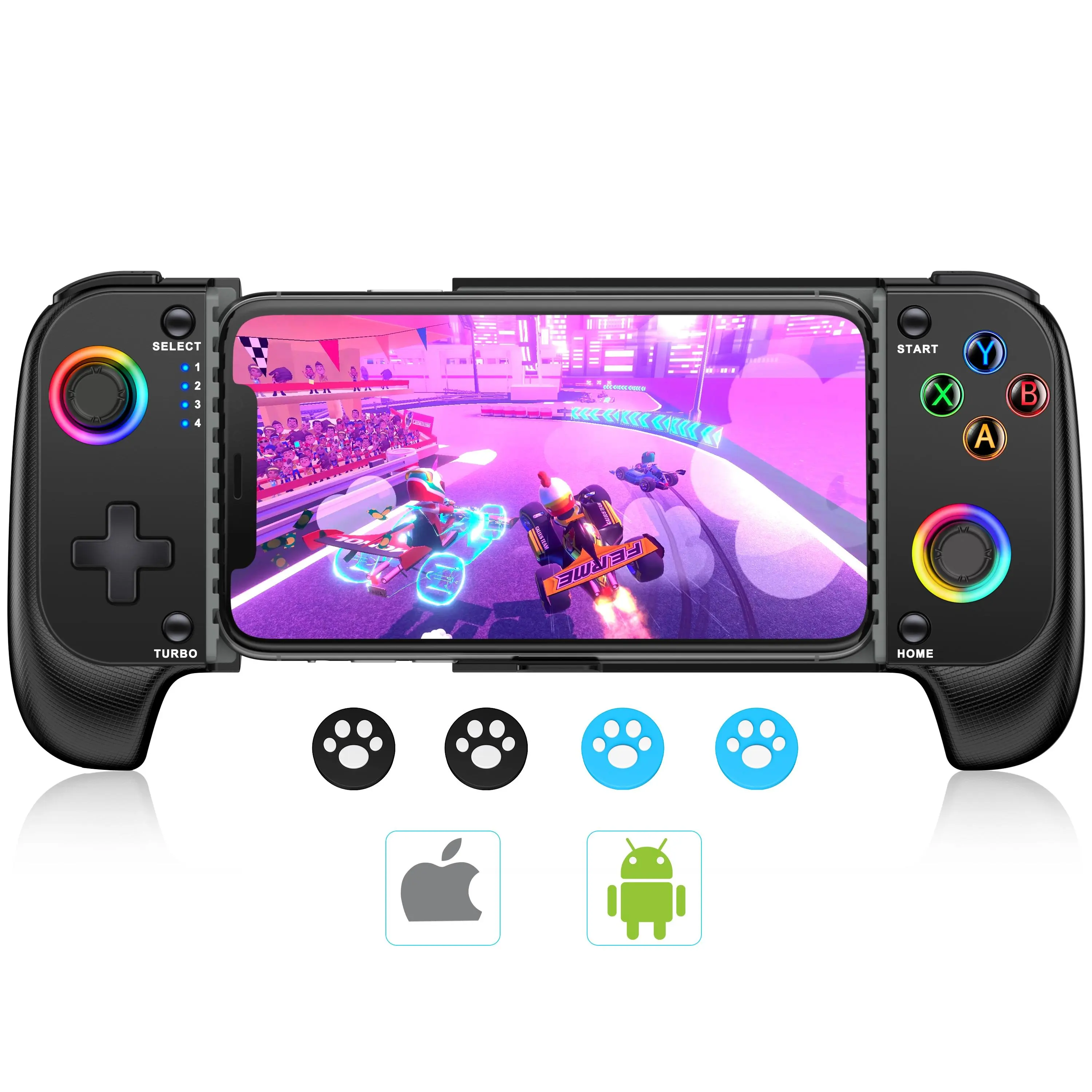 Wireless Hall Effect Joystick Controller for iOS/Android Smartphones, RGB LED Console Controller, Accessories for Gamers with Hall Effect Trigger, Smartphone, Hall Effect Joystick Controllers