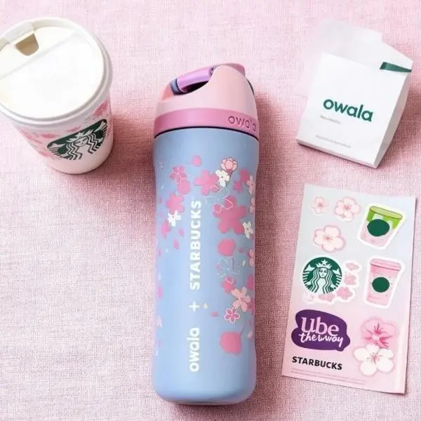 Owala Sakura 24 oz FreeSip Water Bottle,Spring Sakura Collection, Insulated Leakproof Bottle