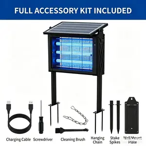 High Bright 3-Tube Mosquito & Fly Trap Device, 300 Sq.ft Wide Coverage, Solar USB Dual Power Supply, Portable Weatherproof Pest Control Light for Outdoor Camping & Courtyard