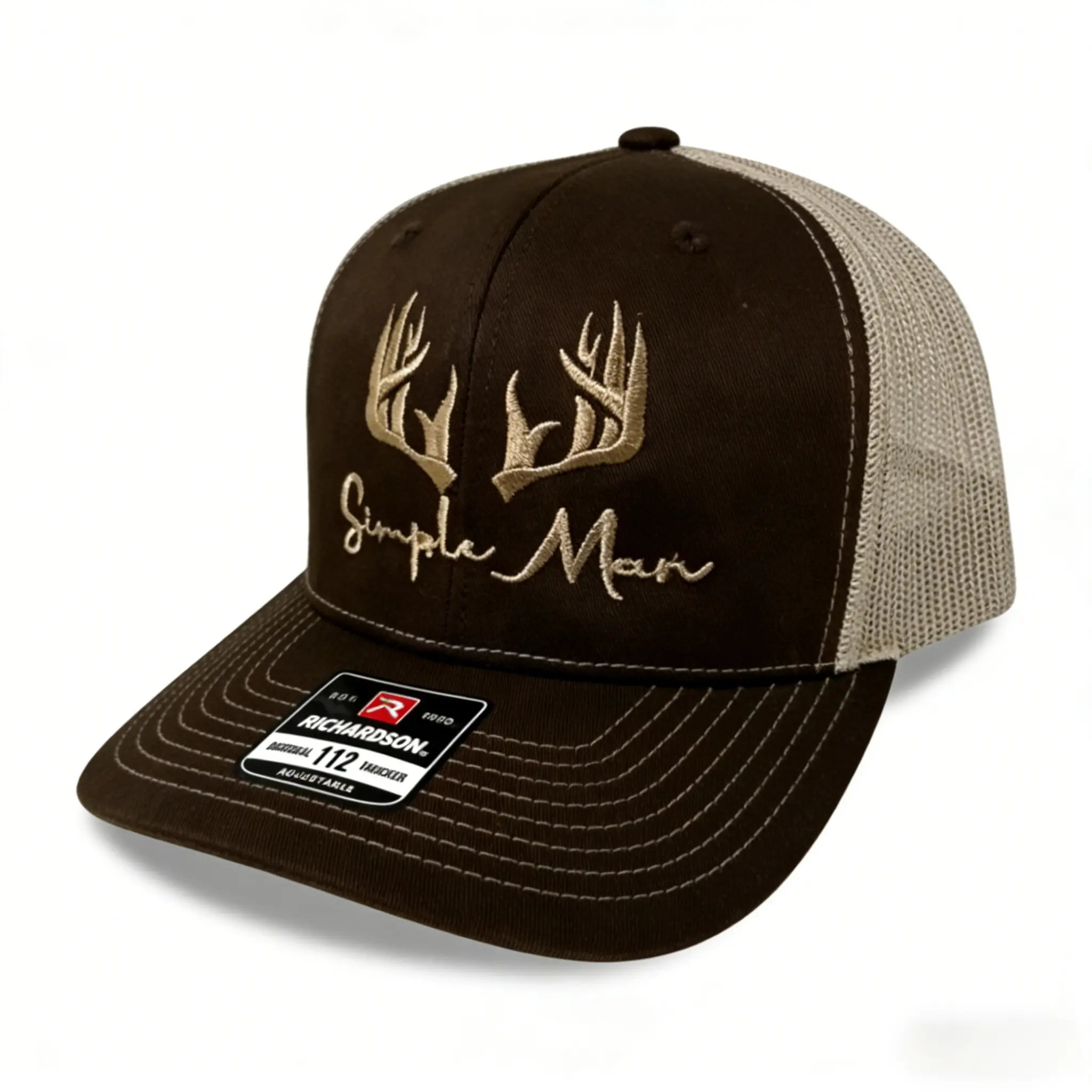 Simple Man Deer Embroidery Trucker Hat, Vintage Mesh Back Snapback Baseball Cap for Men & Women, Adjustable Outdoor Hunting Ranch Hat