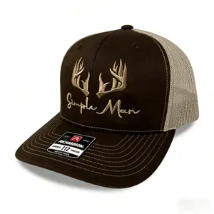 Simple Man Deer Embroidery Trucker Hat, Vintage Mesh Back Snapback Baseball Cap for Men & Women, Adjustable Outdoor Hunting Ranch Hat