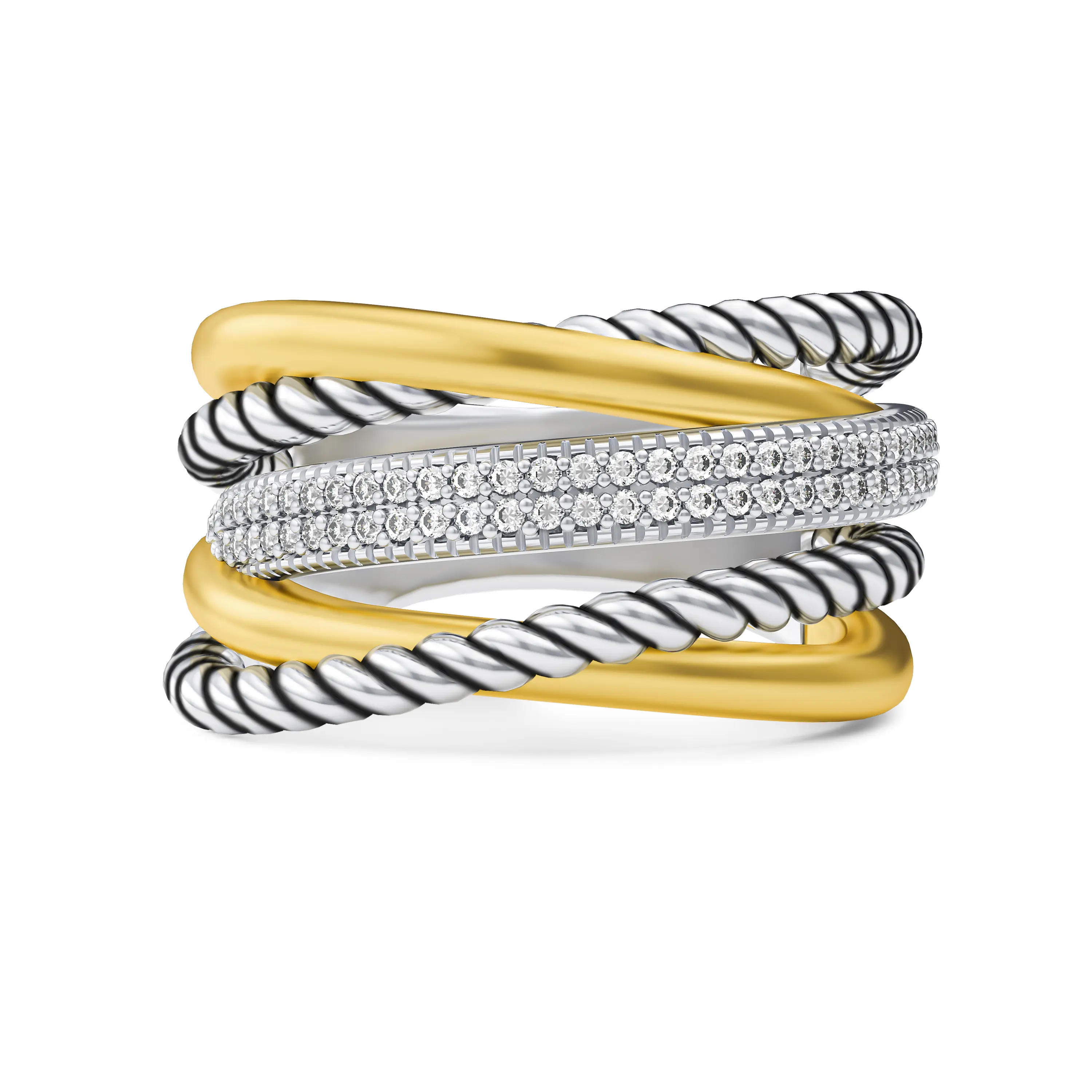 Aprilery Elegant Twisted Cable Wire Band Ring Jewelry Gift - Two Tone Vintage Rings for Women tiktokshopbacktoschool