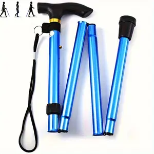 5-level Adjustable Height Folding Cane, Foldable Aluminum Alloy Walking Stick With Adjustable Height- Lightweight And Durable For Hiking And Travel