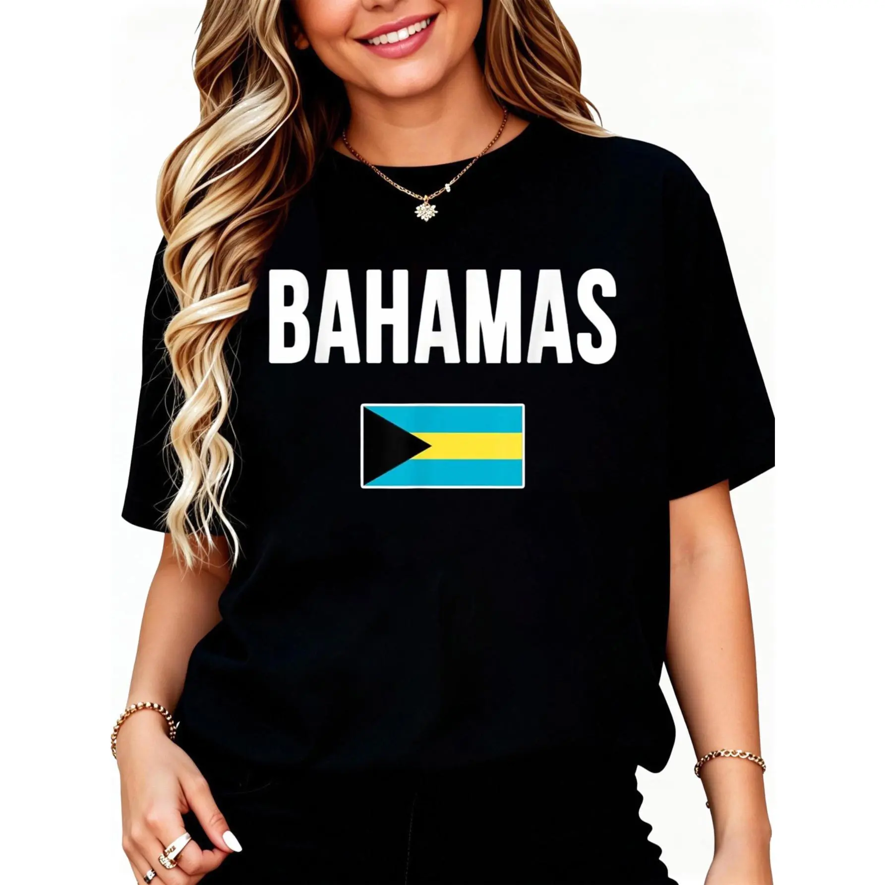 100% Cotton Bahamas Bahamian Flag Souvenir T-Shirt
