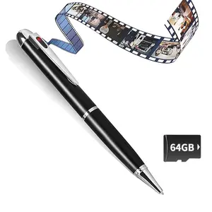 Discreet 1080P Camera Pen 64GB Built-in Memory Mini Body Camera with Loop Recording Plug and Play for Home Office Security