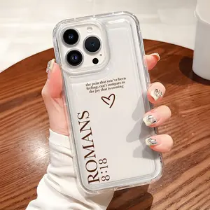 Bible Verse Soft TPU Flexible Full-Body Airbag Shockproof Protection Phone Case , Clear Cover For iPhone 16 15 14 13 12 11 Pro Max Plus Xsmax Romans