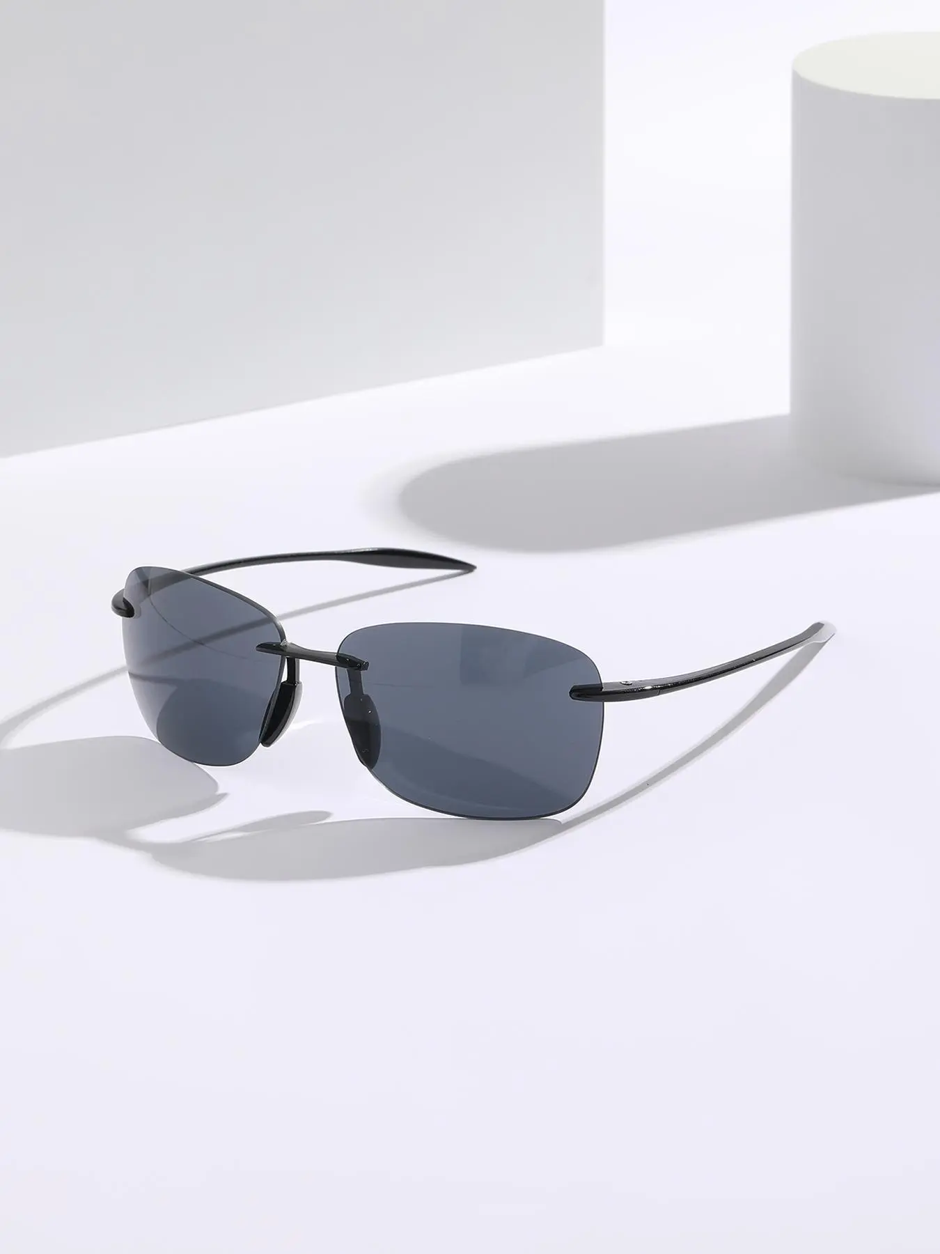 Unisex Fashion Glasses, Uv400 Protection, Classic Frameless Square Design, Casual Style, All Seasons Wear, Daily Use, Driving, Sports, Trendy Casual Sunglasses
