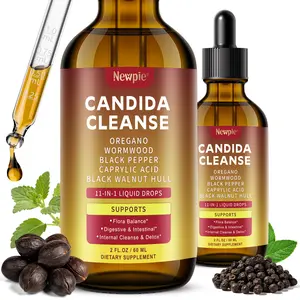 Candida Cleanse Drops for Women & Men – Herbal Gut Cleanse with Caprylic Acid, Oregano & Black Walnut – Digestive Support –30 days supply