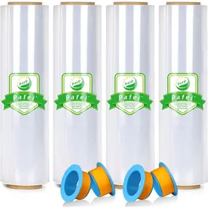 18" x 1500' Plastic Stretch Shrink Wrap Roll 80 Gauge Heavy Duty Industrial Shrink Wrap for Moving, 800% Stretch for Pallets Packing Shipping & Furniture Protection 4 Rolls
