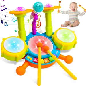 Kids Drum Set For Toddlers, Toddler Drums Toys for Girl With 2 Sticks, Beats Flash Light and Microphone Kids Drum Sets Girl Gifts First Birthday Gifts