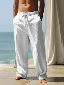 Men's Short Drawstring Linen Casual Pants, Lightweight Comfortable Design, Perfect for Daily Wear and Outdoor Activities