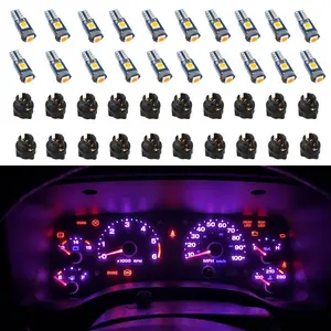74 LED Wedge Dash Light Kits Car Accessories (1 LED Upward, 2 LEDs Side-Facing) - 12V 100LM Black T5 2721 18 37 286 PC74 Twist Socket Automotive Instrument Panel Gauge Cluster Shift Bulbs, Purple (20-Pack)
