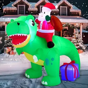 6 FT Long Christmas Inflatable Dinosaur Outdoor Decoration, Inflatable Santa Riding Dinosaur with Build-in LEDs, Christmas Blow Up Yard Decoration for Xmas Party Garden Lawn Winter DécorPulseTrail5