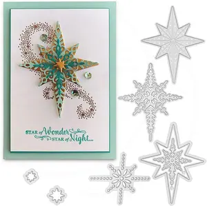 Dies Happy Birthday Metal Stencils Scrapbooking Tool DIY Emboss Paper Card Making (6 Pcs snowflakes-12.4x8.3cm)