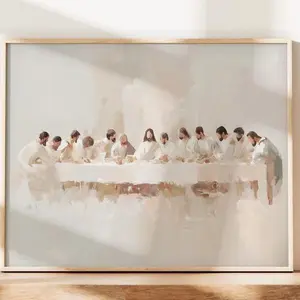 Last Supper Artful , Painterly Catholic Modern Art Print, Jesus Artwork, Religious Christian Posters, Christianity Gift for her (Unframed)