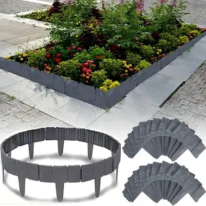 20pcs Garden Edging Border Landscape Frame, Interlocking Gardening Fence, Stone Edge Design, Easy Assembly, Simple Fashion, Lawn and Patio Decor