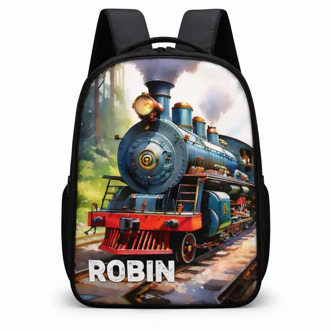Custom Train Backpack for Boys, Personalized Name School Book Bag, Vintage Railroad Gift