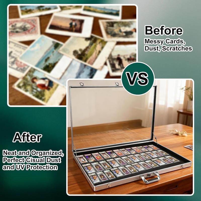 34"x22" Aluminum Acrylic Glass Show Display Case, Lockable Trading Card Show Case, Portable Trade Display Case with Handle, for Collectibles, Accessories, Sport Cards