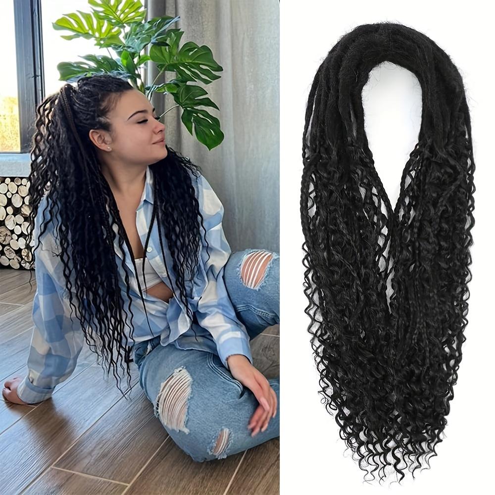 "15Pcs Mixed Double Ended Dreadlock Extensions 24 Inch Dreads Handmade Boho Hippie Style Straight & Curly Dreadlocks Hair Extensions For Women "	