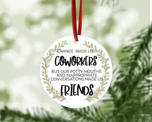 Coworker Ornament | Coworker Gifts | Coworker Funny Ornament | Christmas Ornaments | Work Besties | Christmas Gifts | Coworker Gifts Lightweight Satin Round Decoration Decor Aluminium