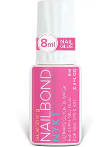 Super Strong Nail Glue For Nail Tips, Acrylic Nails and Press On Nails (8ml) NYK1 Nail Bond Brush On Nail Glue For Press On Nails Long Lasting Nail Glue For Acrylic Nails Fake Nails Tips Nail Glue Gel beautysecretnailglue Nail Art Nail Care