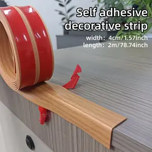 2-meter Self-adhesive Decorative Strip, Flexible Vinyl Model Strip, Wood Grain Texture Design, Three in One Design, Modern Home Decoration