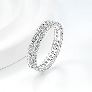 Bling Halo Stacking Ring For Men Women Stackable Cubic Zirconia Starlight Band Created Iced Out Hip Hop Jewelry Gifts 4.5mm Width AAAAA Grade White Zircon