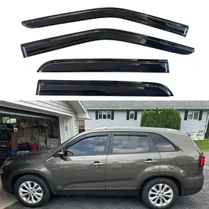 4PCS Window Visors for 2011 - 2015 Kia Sorento Smoke Tinted Acrylic Tape-On Vent Shade Rain Sun & Wind Deflector Black Car Accessories