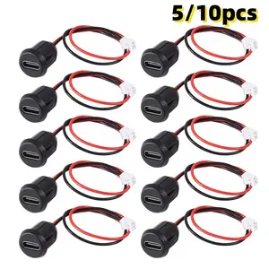 5pcs 2Pin USB Connector, Type-C Female Socket, Fast Charging Socket Charging Port, USB-C Charger Plug RV Plugs, Inlets & Receptacles, USB Ports Socket