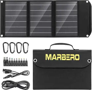 MARBERO 30W Portable Solar Panel 23% High Efficiency Foldable Solar Panel Charger QC3.0 USB & DC Port Compatible with Cell Phone Ipad Laptop IP65 Waterproof for Camping Outdoor Cloudy