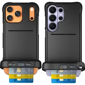Scooch Wingmate Hidden Wallet Case for iPhone and Galaxy - Black & Carbon Fiber