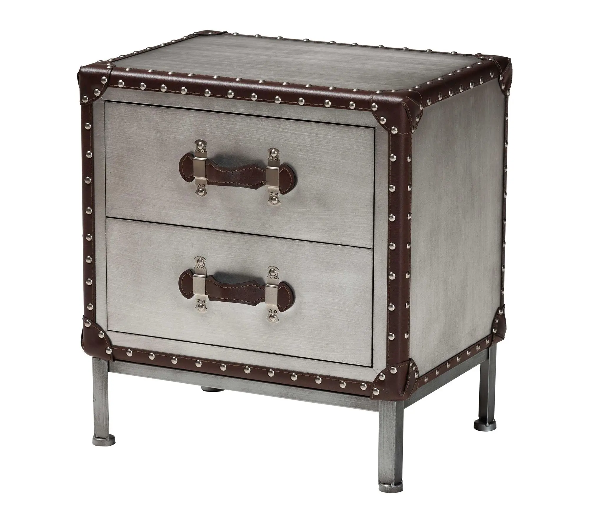 Baxton Studio Jacey Silver Metal 2-Drawer End Table