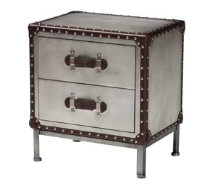 Baxton Studio Jacey Silver Metal 2-Drawer End Table